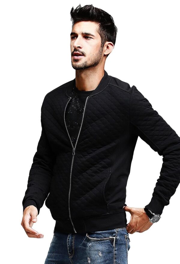 fanideaz Men’s Full Sleeve Cotton Diamond Cut Bomber Jacket With Side Pockets - Image 3