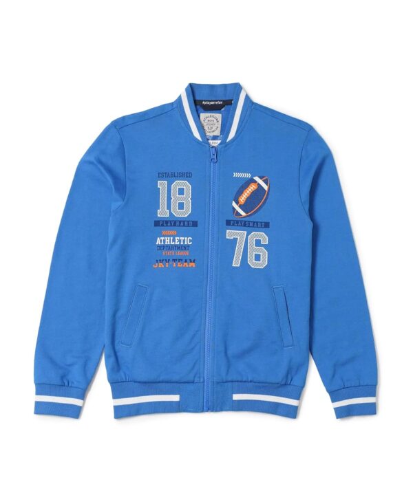 Jockey AB38 Boy's Super Combed Cotton French Terry Graphic Printed Full Sleeve Hoodie Jacket with Pockets