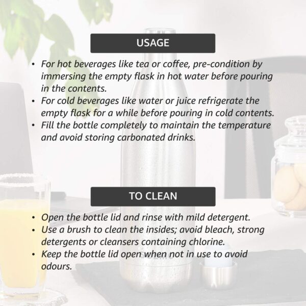 Amazon Brand - Solimo Stainless Steel Insulated 24 Hours Hot or Cold Bottle Flask, 1000 ml, Silver - Image 7