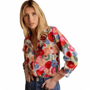 Gufrina Shirt for Women Stylish Western |Shirt Type Top| Multicolor Bold Floral| Button-Down Western Top| Relaxed Fit Casual Shirt
