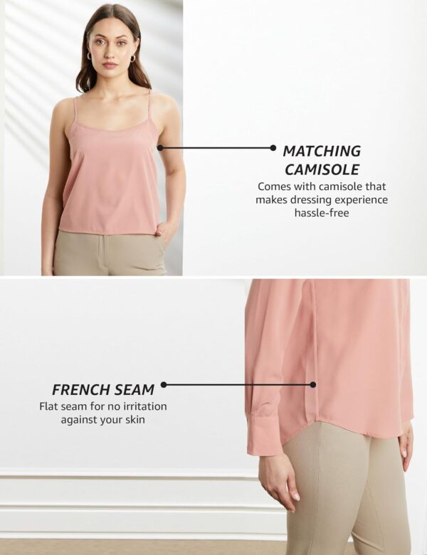 Symbol Premium Women's Solid Desk-to-Dinner' Soft Formal Shirt (Button Down | Regular Fit) - Image 4