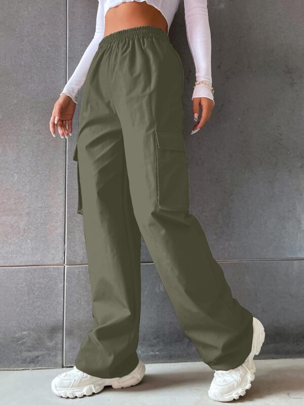 Aahwan Women's & Girls' Solid High Waist with Pockets Cargo Pants - Image 3
