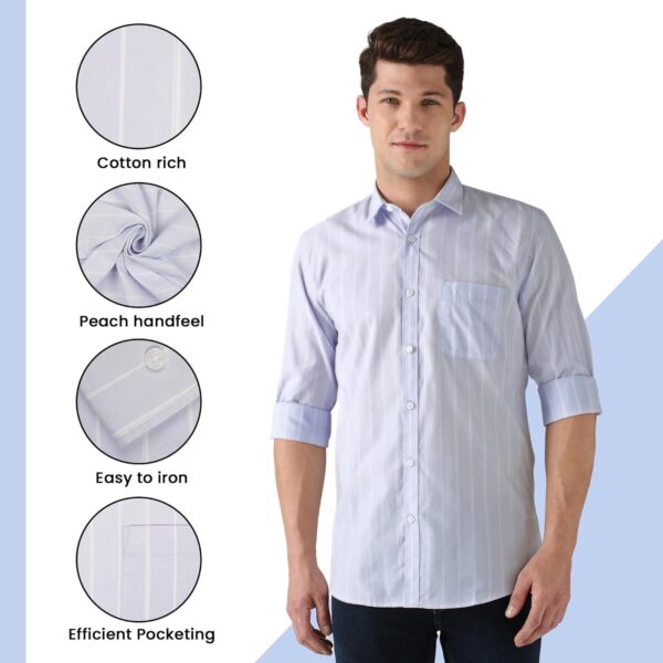 Peter England Men Cotton Slim Fit Stripe Shirt - Image 3