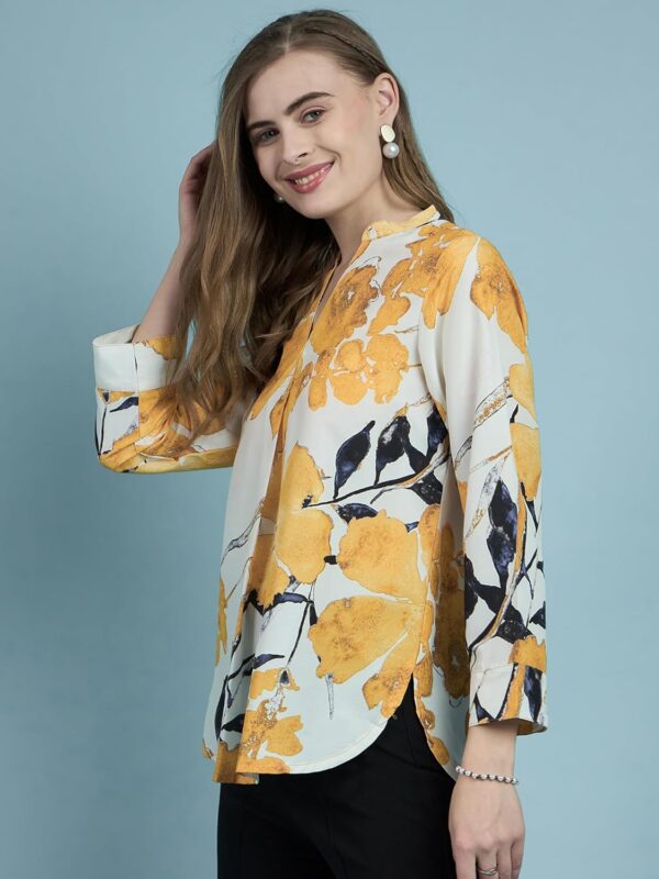 Mubeno Women's Floral Printed Poly Rayon Tops for Women | Stylish Jeans Top Shirt Woman & Girls | Regular Officewear | Casual | Ethnic | Summer - Image 3