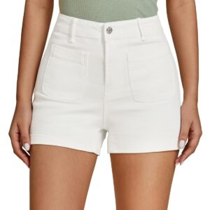 Shasmi Girl's & Women's Casual Summer Denim 2025 Fashion Shorts Mid Waisted Ripped Jean Shorts with Pockets, Vintage Wash, Straight Cut, (Short 238)