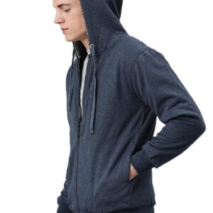 ADBUCKS for Men’s Outdoor Down Zipper Thick Jacket Outwear with Black & White Inside Fur and Made by Rich Cotton Fabric with Hoodies