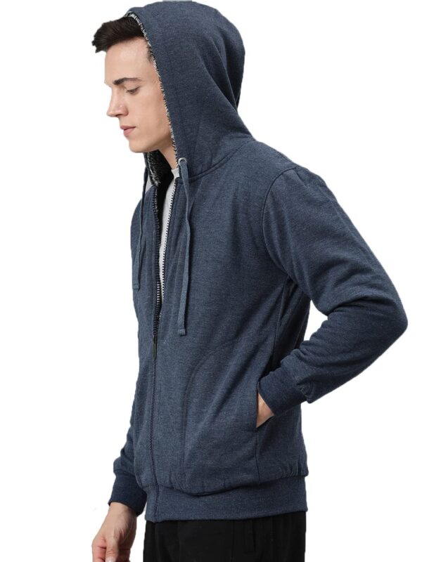 ADBUCKS for Men’s Outdoor Down Zipper Thick Jacket Outwear with Black & White Inside Fur and Made by Rich Cotton Fabric with Hoodies