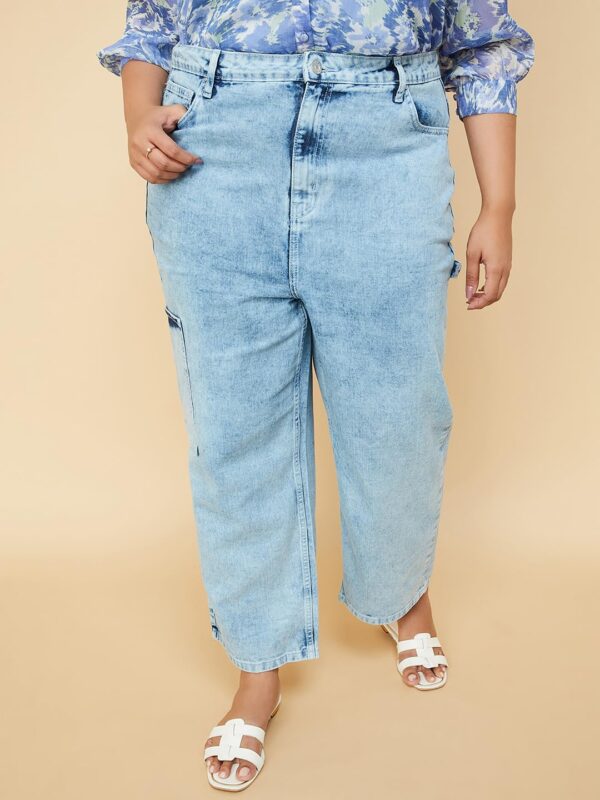 Max Women's Regular Fit High Rise Workwear Fit Washed Denim Trouser - Image 4