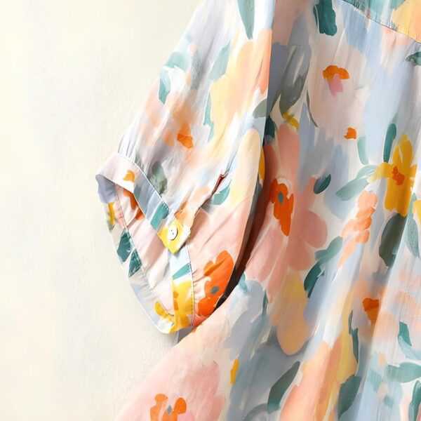 Gufrina Women’s Casual Button-Down Shirt with Multicolor Floral Print & Half Sleeves, Collar Neck - Image 7