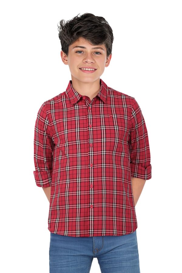 Allen Solly Boys Cotton Regular Fit Checkered Full Sleeve Casual Shirt