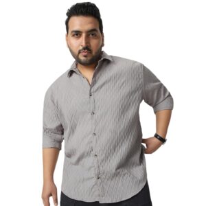 Urbano Plus Men's Cotton Full Sleeve Regular Fit Textured Shirt with Spread Collar