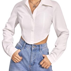 GRECIILOOKS Women's Rayon Oversized Fit Printed Casual Crop Top | Long Sleeve Stylish Collared |Korean Oversized Button-Down |Causal |Formal | Trendy (Available in Plus Size and Combo Pack of 2)