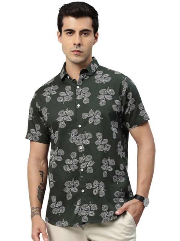 Majestic Man Slim Fit Floral Printed Pure Cotton Casual Half Sleeve Shirt