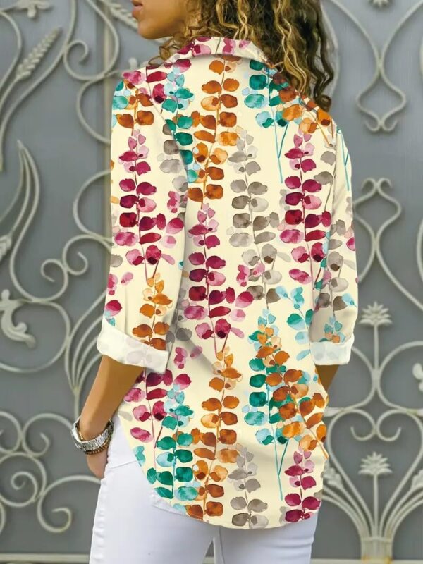 Gufrina Women's Casual Long Sleeve Floral Print Shirt - Stylish Everyday Wear with Lapel Collar and Button-Down Design - Image 5