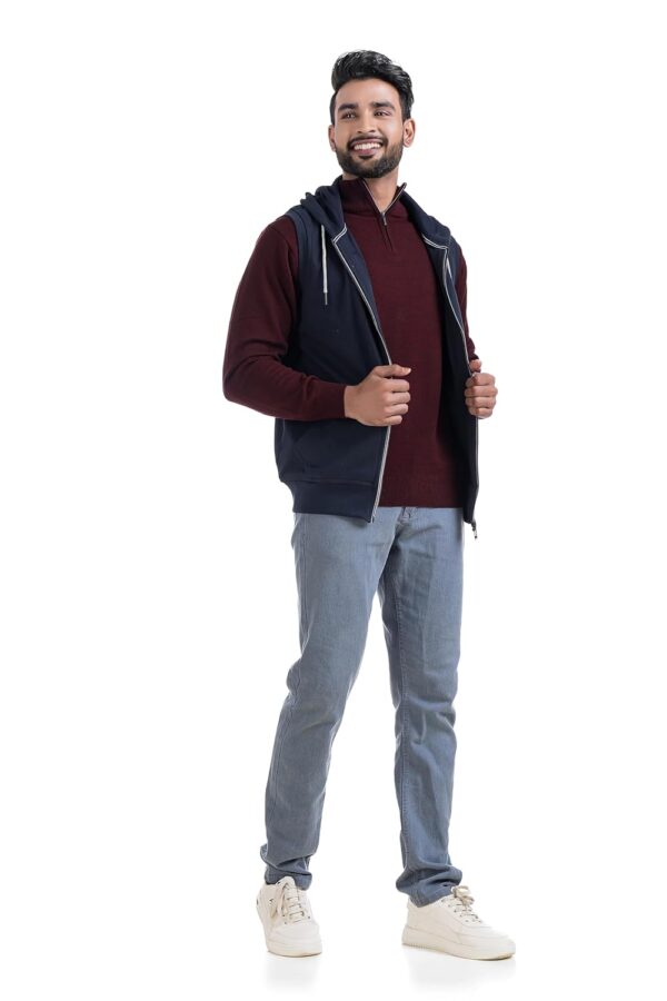 THE VITAL CLOTHING STORE Men's Jackets With Hoodie Solid,Sleeveless/Pure Cotton Regular Zippered Winter Wear Collection Soft Fabric/Comfortable For College, Office & Outings - Image 4