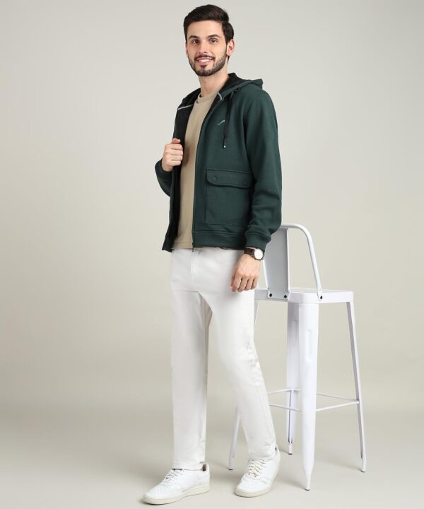 ELLIPSE Full Sleeves Winter Jacket for Men | Regular Fit Fleece Zipper Hoodie | Winter Wear Quilted for Men's - Image 3