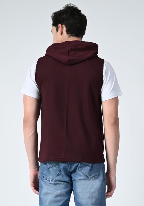 KAYU Men Solid Fleece Warm Zipper Sleeveless Hoodie Jackets for Winter (Pack of 1) - Image 5