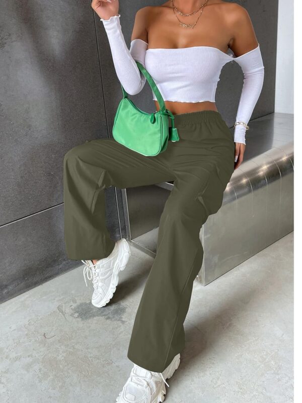 Aahwan Women's & Girls' Solid High Waist with Pockets Cargo Pants - Image 5