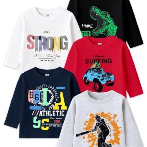 Kuchipoo Boys Cotton T-Shirt - Combo of 5, Multicolored (KUC-TSHRT-133)