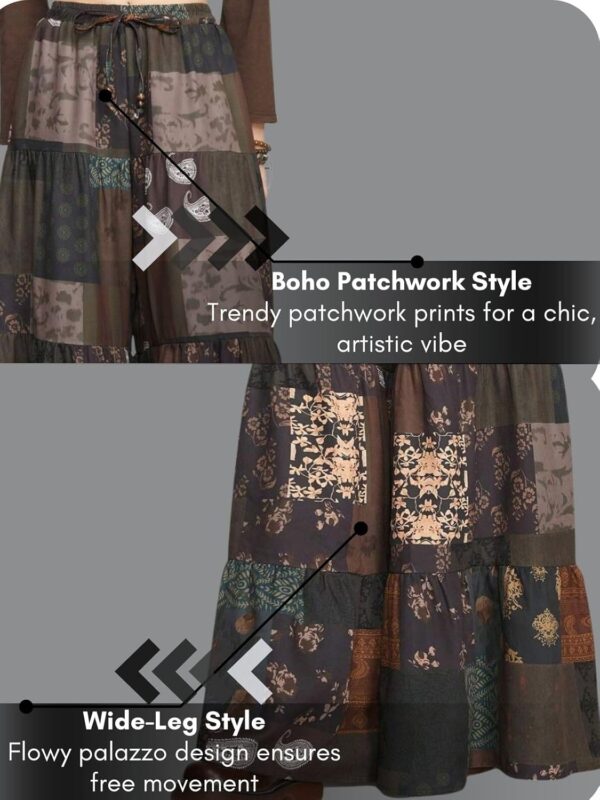 GRECIILOOKS Women's Boho Harem Pants – Printed Rayon Loose Fit Baggy Trousers with Elastic Waistband | Casual Yoga & Lounge Wear - Image 5