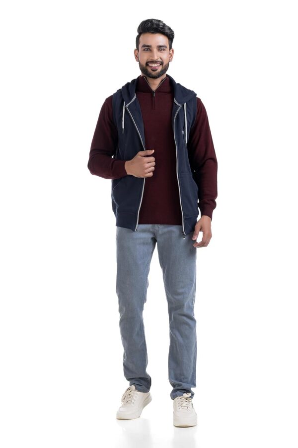 THE VITAL CLOTHING STORE Men's Jackets With Hoodie Solid,Sleeveless/Pure Cotton Regular Zippered Winter Wear Collection Soft Fabric/Comfortable For College, Office & Outings