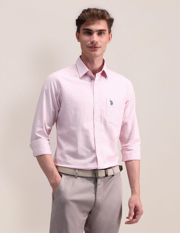 U.S. POLO ASSN. Men's Cotton Regular Fit US Polo Ass. Checked Spread Collar Long Sleeve Casual Regular 1621 Casual Shirts (UDSHT1376) - Image 2