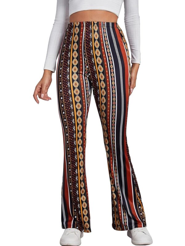 Shasmi Women's & Girl's Lepard Print Dress Pants Stretchy Work Slacks Business Casual Office Bell-Bottom/Boot-Cut Elastic Waist Regular Fit Mid Rise Trouser Pant