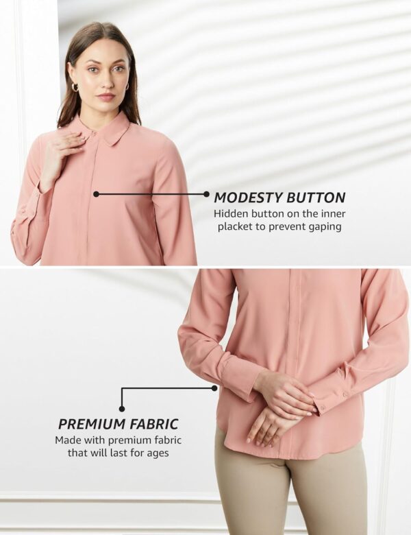 Symbol Premium Women's Solid Desk-to-Dinner' Soft Formal Shirt (Button Down | Regular Fit) - Image 5