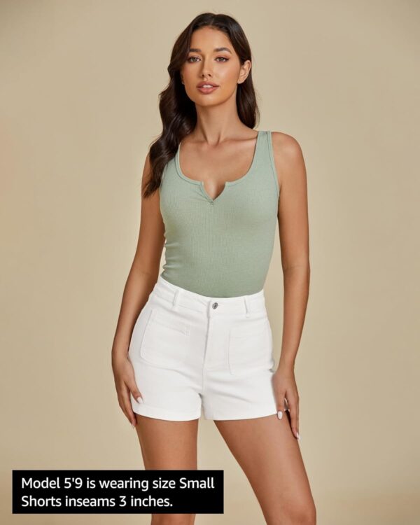 Shasmi Girl's & Women's Casual Summer Denim 2025 Fashion Shorts Mid Waisted Ripped Jean Shorts with Pockets, Vintage Wash, Straight Cut, (Short 238) - Image 4