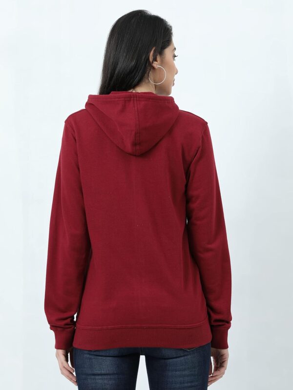 Wafaa Women's Cotton Plain Hooded Neck Full Zipper Sweatshirt Hoodies with Kangaroo Pocket - Image 2