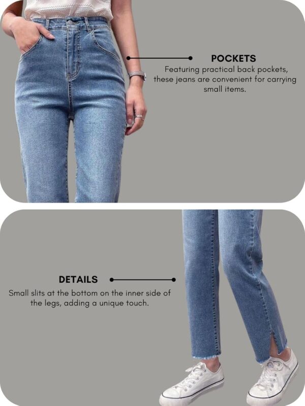 GRECIILOOKS Women's Regular Fit High Rise Jeans | Pant | Baggy | High Waist | Bell Bottom Jeans - Image 5