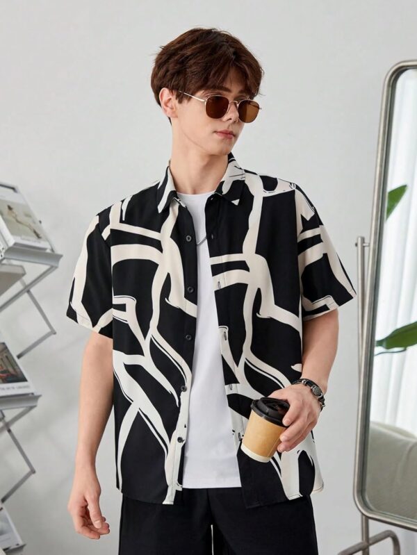 Urban Buccachi Men's Half Sleeve Zebra Printed Shirt | Black and White Polyester Shirt for Men | Stylish Casual and Semi-Formal Shirt - Image 2