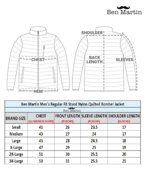 Ben Martin Men's Nylon Jacket|Standard Length Puffer Winter Bomber Jacket|Stylish Jacket|Biker Casual Hoody Jacket - Image 7