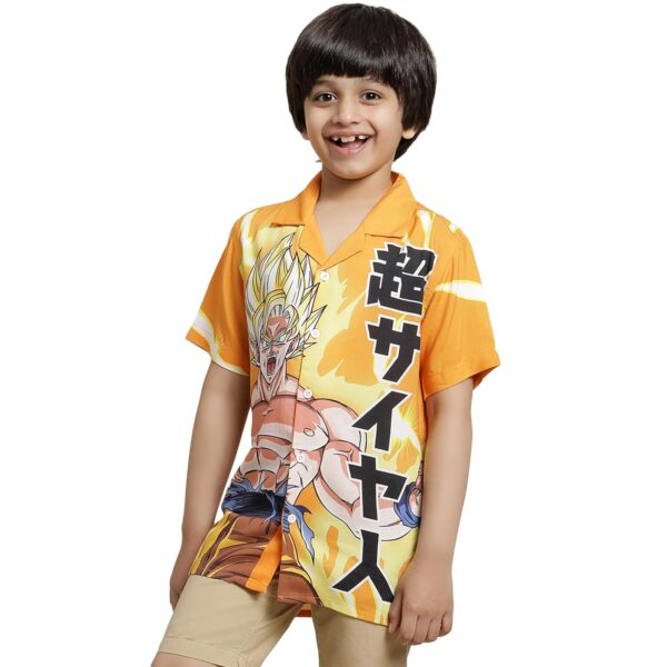 Kidsville Dragon Ball Z Printed Regular Fit Orange Rayon Boy's Shirt