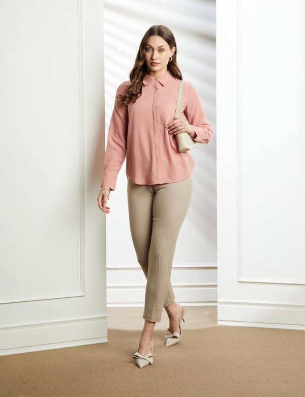 Symbol Premium Women's Solid Desk-to-Dinner' Soft Formal Shirt (Button Down | Regular Fit) - Image 3