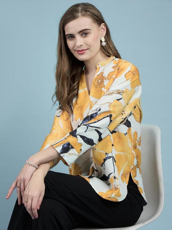 Mubeno Women's Floral Printed Poly Rayon Tops for Women | Stylish Jeans Top Shirt Woman & Girls | Regular Officewear | Casual | Ethnic | Summer - Image 4