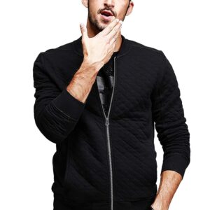 fanideaz Men’s Full Sleeve Cotton Diamond Cut Bomber Jacket With Side Pockets