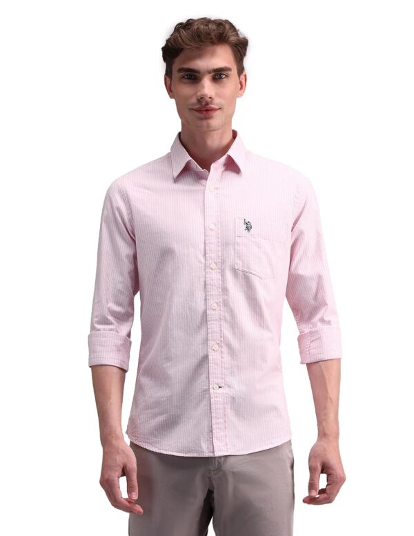 U.S. POLO ASSN. Men's Cotton Regular Fit US Polo Ass. Checked Spread Collar Long Sleeve Casual Regular 1621 Casual Shirts (UDSHT1376)