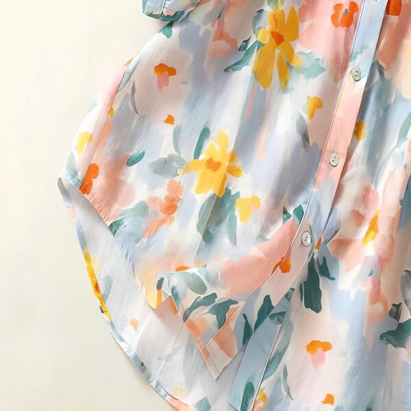 Gufrina Women’s Casual Button-Down Shirt with Multicolor Floral Print & Half Sleeves, Collar Neck - Image 8
