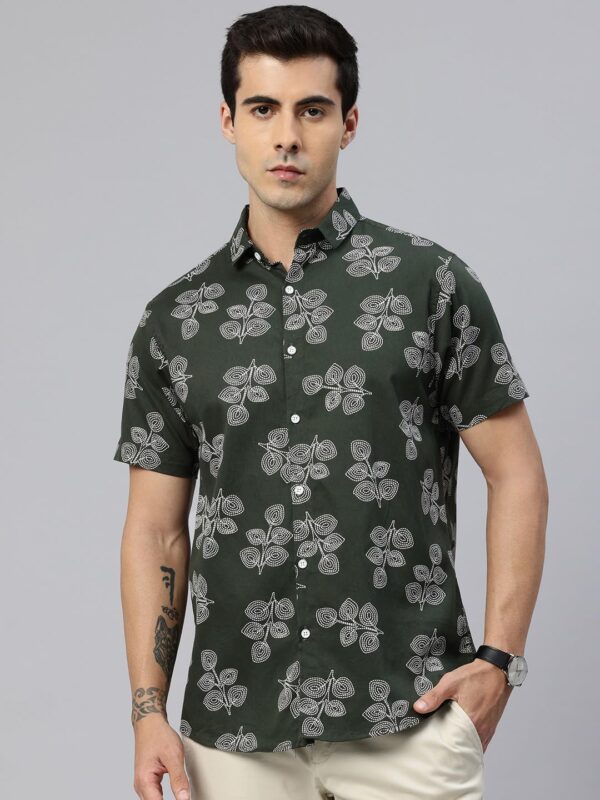Majestic Man Slim Fit Floral Printed Pure Cotton Casual Half Sleeve Shirt - Image 2