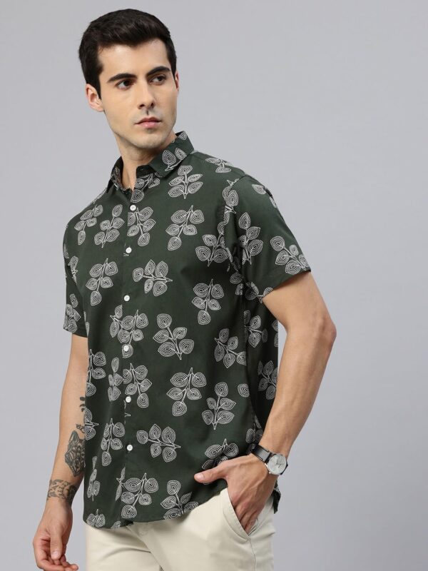 Majestic Man Slim Fit Floral Printed Pure Cotton Casual Half Sleeve Shirt - Image 3