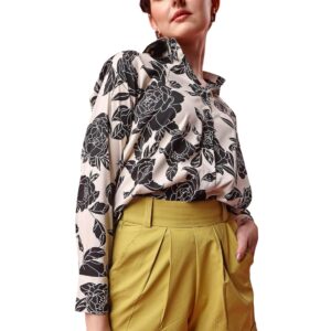 Leriya Fashion Women's Rayon Oversized Fit Top Korean Style Long Sleeve Oversized Button Down| Workwear Top for Office & Casual Wear
