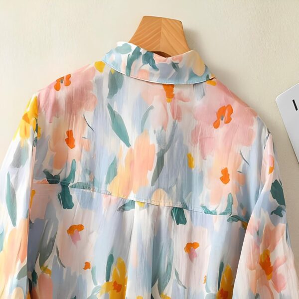 Gufrina Women’s Casual Button-Down Shirt with Multicolor Floral Print & Half Sleeves, Collar Neck - Image 6