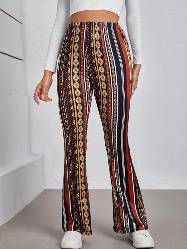 Shasmi Women's & Girl's Lepard Print Dress Pants Stretchy Work Slacks Business Casual Office Bell-Bottom/Boot-Cut Elastic Waist Regular Fit Mid Rise Trouser Pant - Image 3