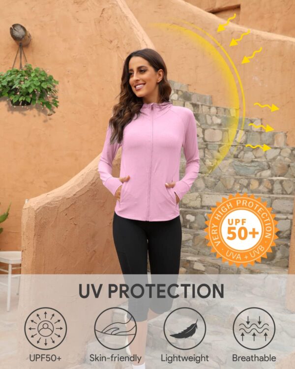 Fashiol Summer Jackets for Women Lightweight Protection UPF 50+ Zipper Long Sleeve UV Hoodie Outdoor Athletic Jacket With Pockets - Image 7