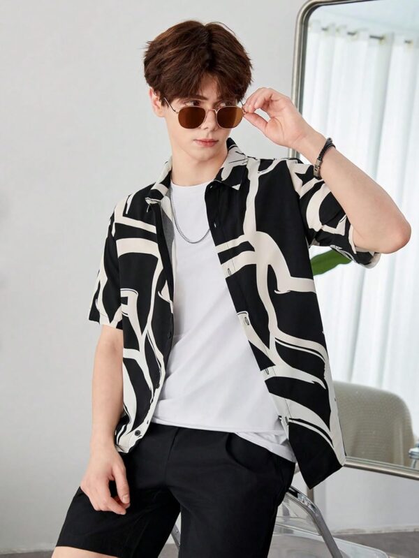 Urban Buccachi Men's Half Sleeve Zebra Printed Shirt | Black and White Polyester Shirt for Men | Stylish Casual and Semi-Formal Shirt - Image 3