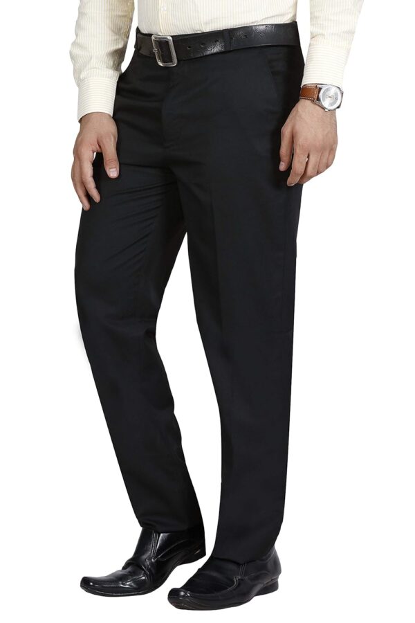 McHenry Men's Solid Formal Regular Fit Wrinkle Free PolyViscose Trousers - Image 2