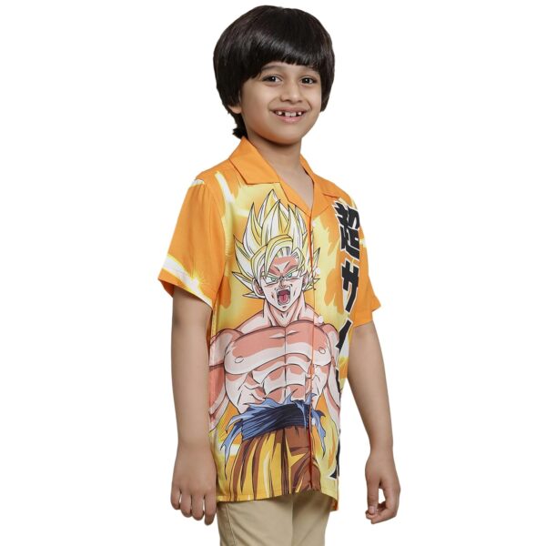 Kidsville Dragon Ball Z Printed Regular Fit Orange Rayon Boy's Shirt - Image 3