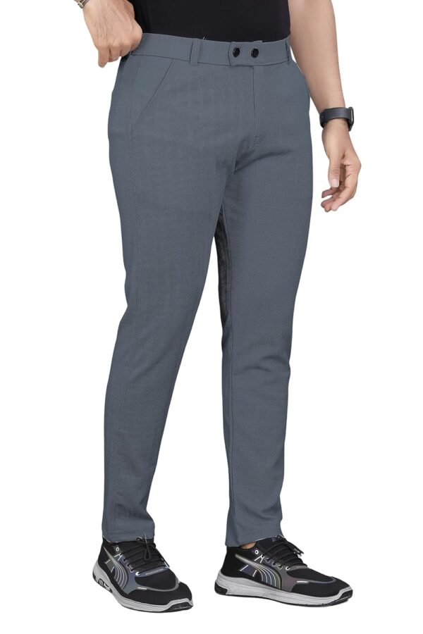 GIBBONTE Men's Cotton Blend Self-Design Trousers | Mid-Rise Regular Fit Pants for Work, Travel & Casual Wear (Pack of 1) - Image 3
