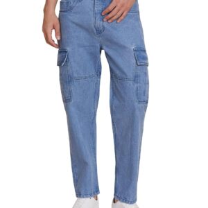 Amazon Brand - Symbol Men's Baggy Cargo Jeans (Loose Fit | 100% Cotton)